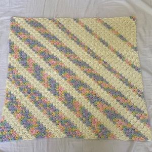 Handmade unisex cream and pastels baby blanket